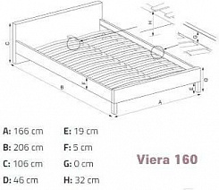 Кровать Виера 160х200 Сноу Блэк